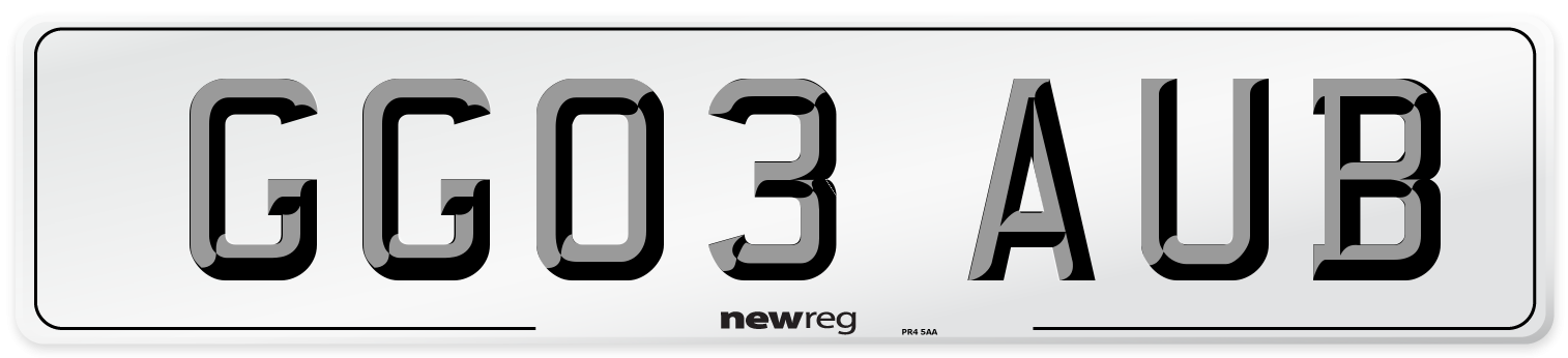 GG03 AUB Number Plate from New Reg